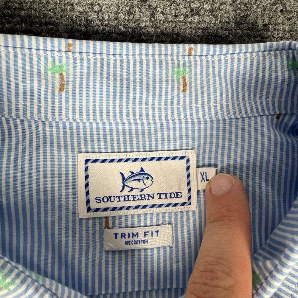 Southern Tide Trim Fit Button Down Men's Palm Tree Short Sleeve Shirt Size XL - Picture 3 of 7